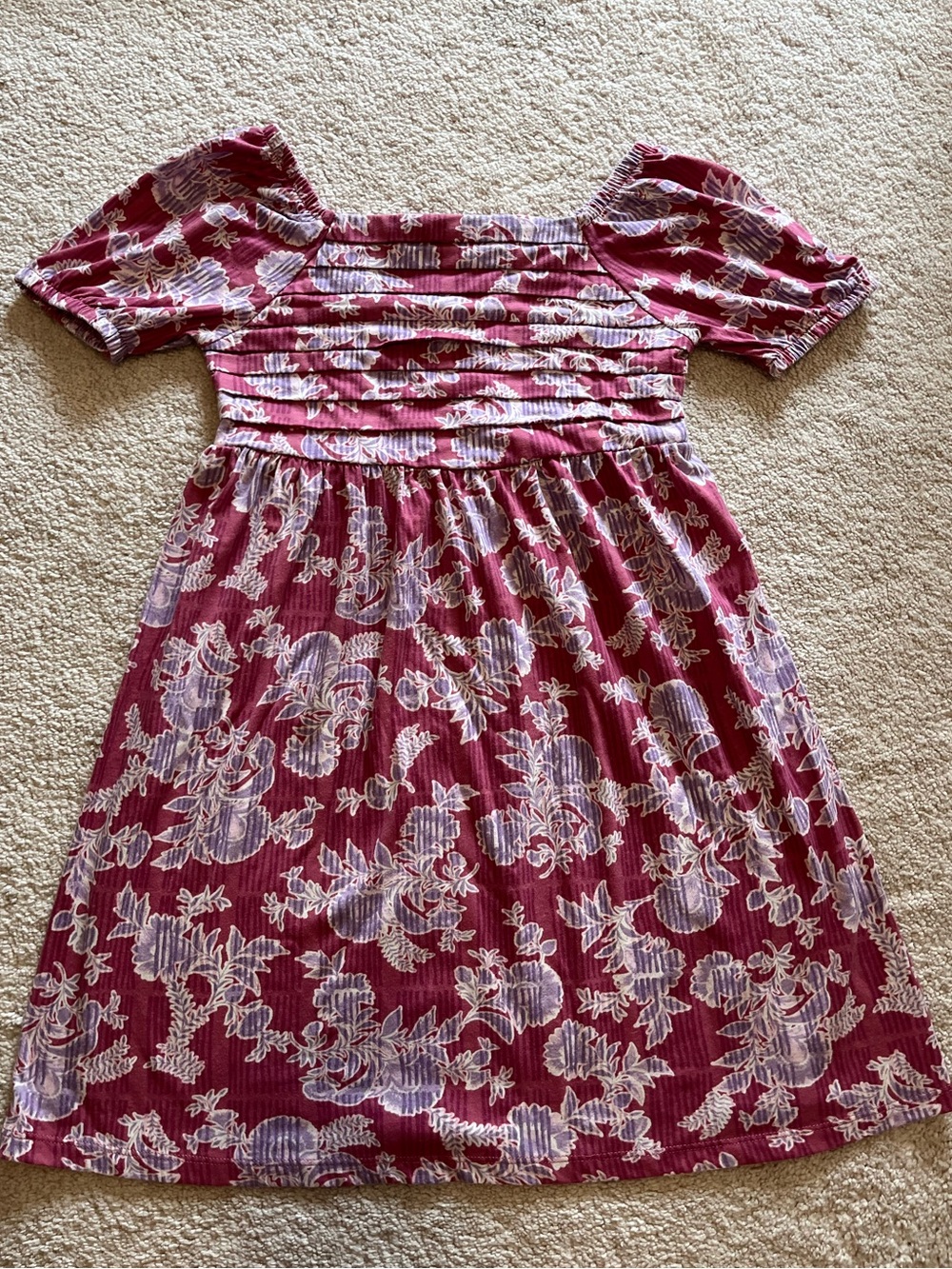 OshKosh B'gosh Raspberry Floral Smocked Dress with Puff Sleeves